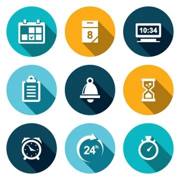 Clock and time icons Stock Illustration