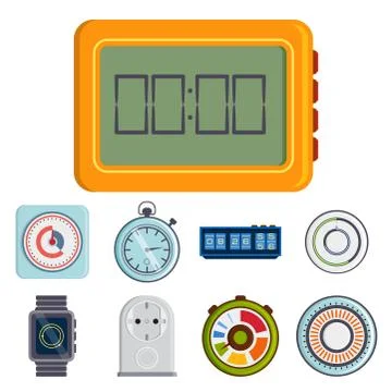 Clock and watches vector timer colorful measurement tools number digital Stockillustratie