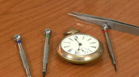 Clock and watchmaker repair tools Stock Footage 863241