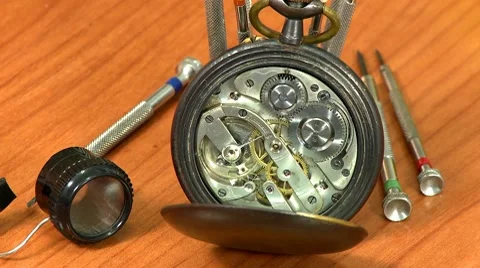 Clock and watchmaker repair tools Stock Footage 7902298