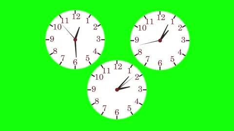 Clock Animated on Green Screen Chroma Key Background Stock Footage 340462343