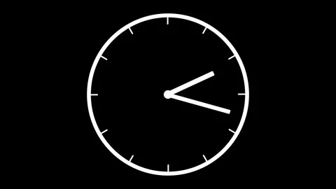 Clock animation on black background. Stockbeeldmateriaal 299837958