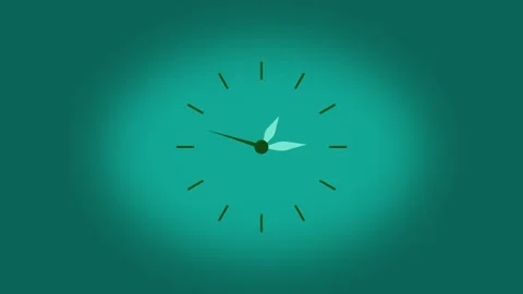 Clock animation with flame at center. Clock stylized time display on teal. .. Stock Footage 337569206