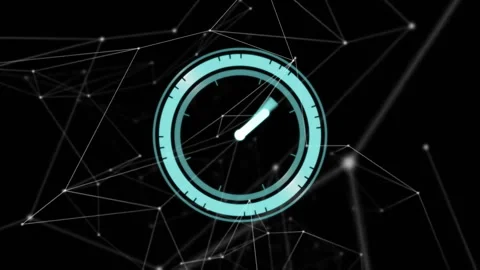 Clock animation over network of interconnected lines and nodes on black Stock Footage 303840758