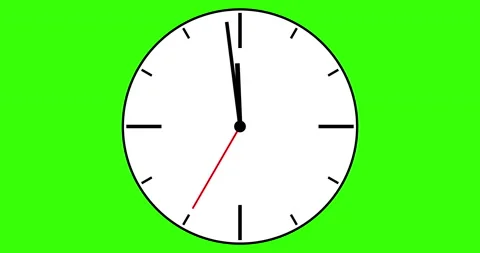 Clock animation with ticking second hand, the last 30 seconds until 12 Stock Footage 164291006