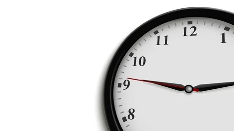 Clock animation in a white background, the half clock is visible in a corner Stock Footage 116465689
