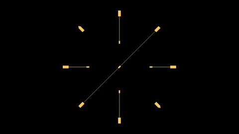 Clock animation with yellow arrows rotating in black background Stock Footage 327576786