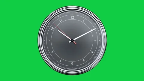 Clock appearing then scaling up, hands sweeping clockwise, showing time passing Stock Footage 337506430