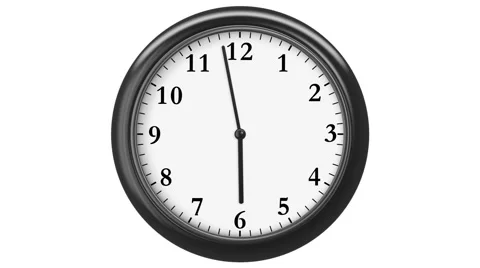 Clock with Arabic Numerals.  Loop. Isolated on White. Video stock 57484470