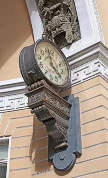 The clock of the arch of The General Staff Building. St Petersburg. Russia Stock Photos