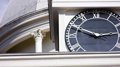 Clock Arm Ticks Moves on Capitol Tower in Montgomery, Alabama Stock Footage 76441696