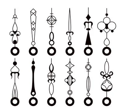 Clock arms vector linear set Stockillustratie