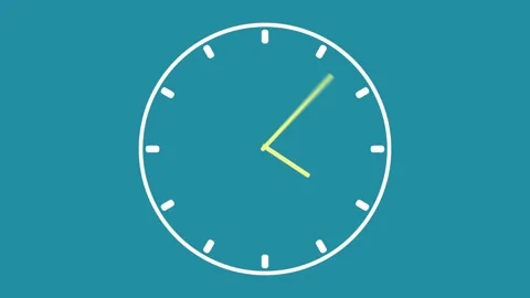 Clock around world animation business finance time close-up with blue background Stock Footage 336445081