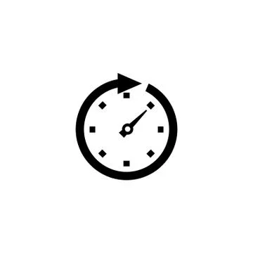 Clock Arrow Flat Vector Icon Stock Illustration