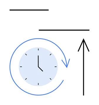 Clock with Arrow Indicating Progress and Passing Time Concept in Minimal Desi Stock Illustration