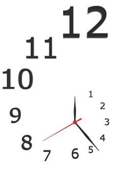 Clock with arrows and numbers isolated on a white background Illustrazione stock