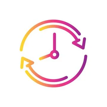 Clock with arrows in both directions in gradient colors. Stock Illustration