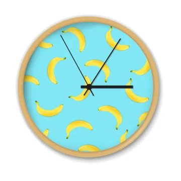 Clock With Banana Pattern Stock Illustration