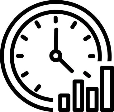 Clock with bar chart time management icon Illustrazione stock