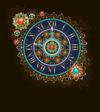 Clock with Beads Stock Illustration