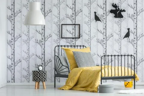 Clock on bedside table Foto stock