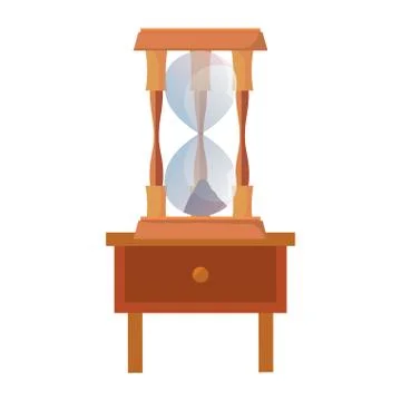 Clock on bedside table on white background Stock Illustration