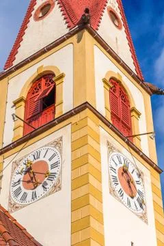 Clock of the bell tower Stock Photos
