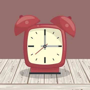 Clock bells alarm on table Illustrazione stock