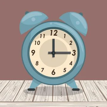 Clock bells alarm on table Illustrazione stock