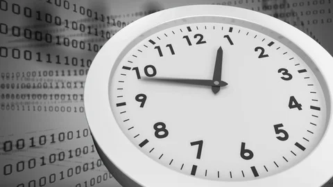 Clock with binary codes in the background Stock Footage 106197574