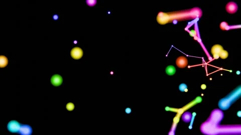 A clock with a black background and many colored lights Stock Footage 309984404