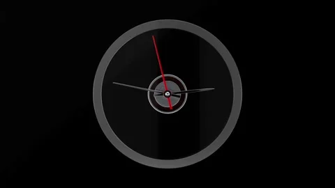 Clock on black background appear Video stock 318307758