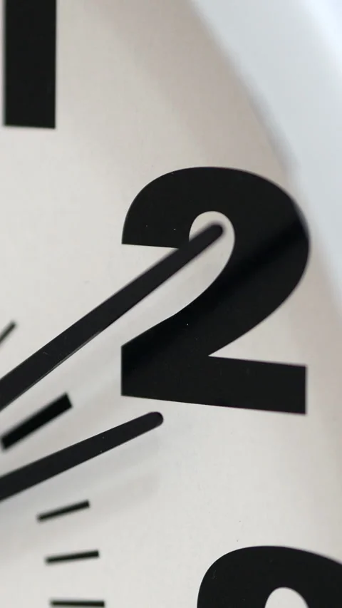 Clock With Black Hands Near Black Number Two. Vertical. Stock Footage 302552155