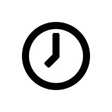 Clock black vector icon on white background Stock Illustration