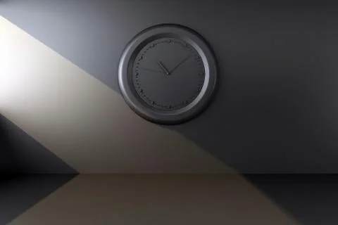 Clock on black wall Stock Illustration