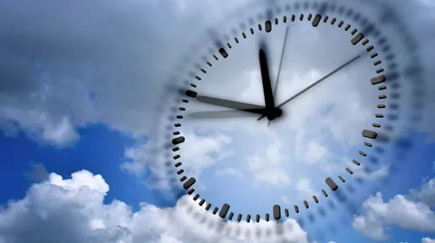 Clock In blue sky, seamless loop animation 動画素材 46155956