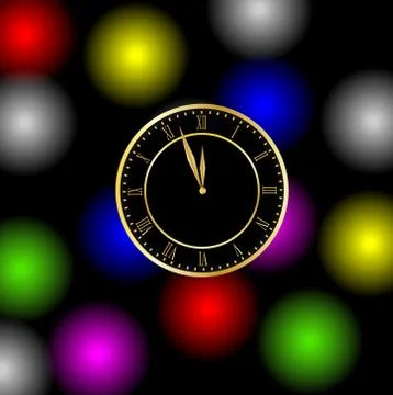 Clock on a bright christmas background Stock Illustration