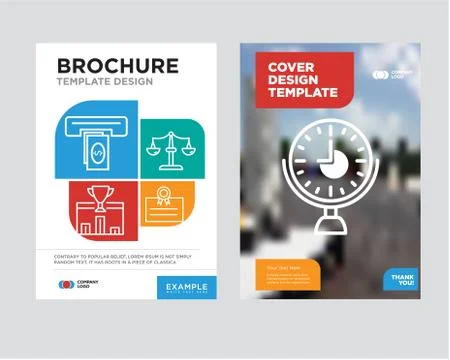 Clock brochure flyer design template Illustrazione stock