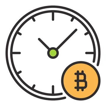 Clock with BTC sign vector Cryptocurrency Investment colored icon or design.. Illustrazione stock