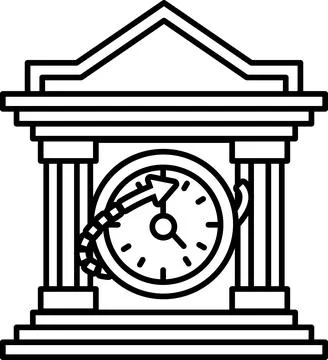 A clock is on a building with a clock face showing the time as 10:00 Ilustración de archivo