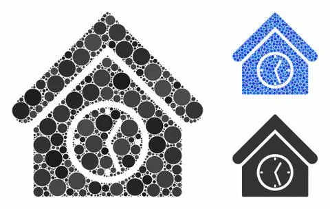 Clock Building Mosaic Icon of Circles Ilustración de archivo