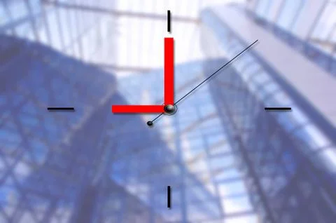 Clock on business architecture background Foto stock