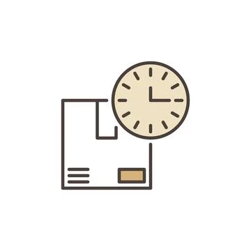 Clock with Cardboard Box vector concept colored icon or symbol 스톡 일러스트
