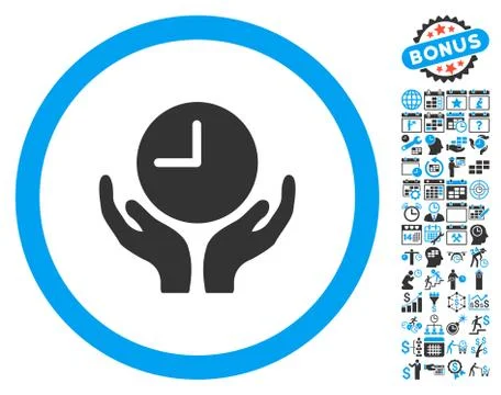 Clock Care Hands Flat Vector Icon With Bonus Stock Illustration