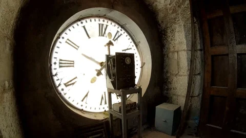 CLOCK FROM A CATHEDRAL FROM INSIDE Stock Footage 90132881