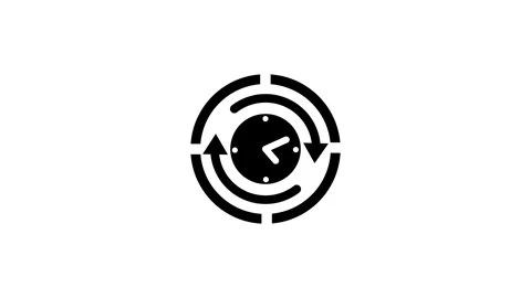 Clock Center Circular Arrow Cycle Symbol Design Stock Footage 332526369