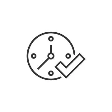 Clock check mark icon in flat style. Timer approval vector illustration on wh Stock Illustration