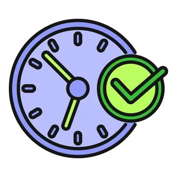 Clock with check mark representing on time delivery Stock Illustration