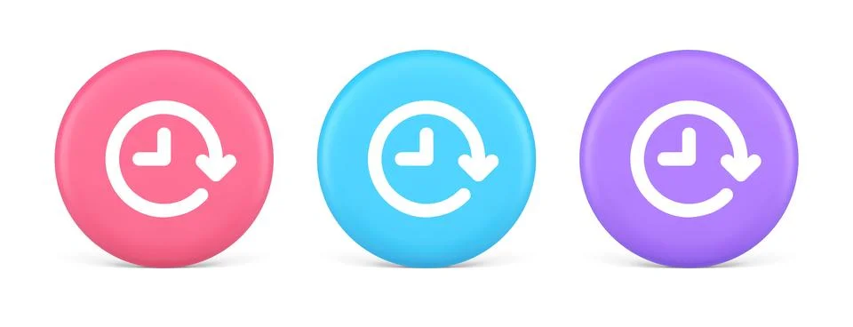 Clock in circle arrow button time countdown deadline chronometer 3d realistic Stock Illustration