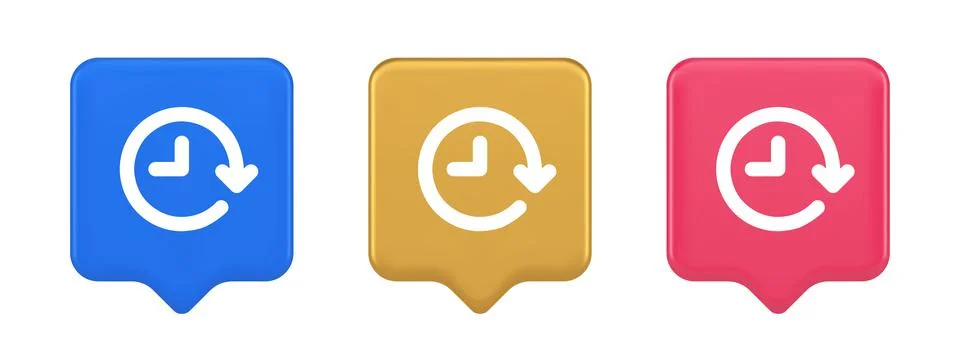 Clock in circle arrow button time countdown deadline chronometer 3d realistic Stock Illustration